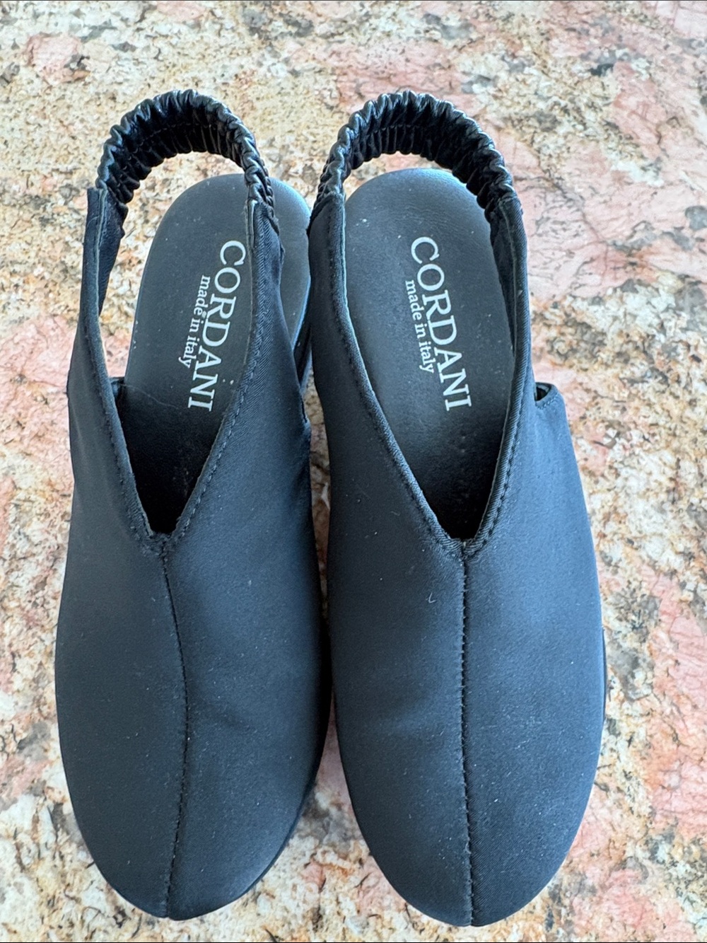 Cordani Black Elastic Slingback Slip-On Flats